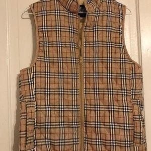 Preowned North 15 Plaid brown vest, size: M